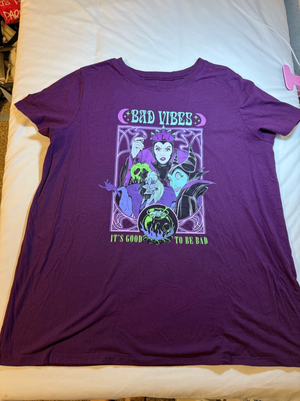 Disney Villains Tee in Deep Purple with Neon Green Accents